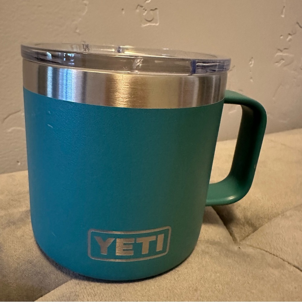 YETI Rambler 14oz Stackable Mug with Clear Lid -River Green - Picture 3 of 9